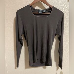 Lynn Ritchie Elegant Chocolate brown silk Long Sleeve Top NWT